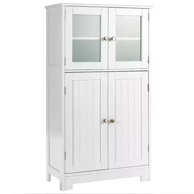 Costway Bathroom Floor Storage Cabinet Kitchen Cupboard w/Doors&Adjustable Shelf