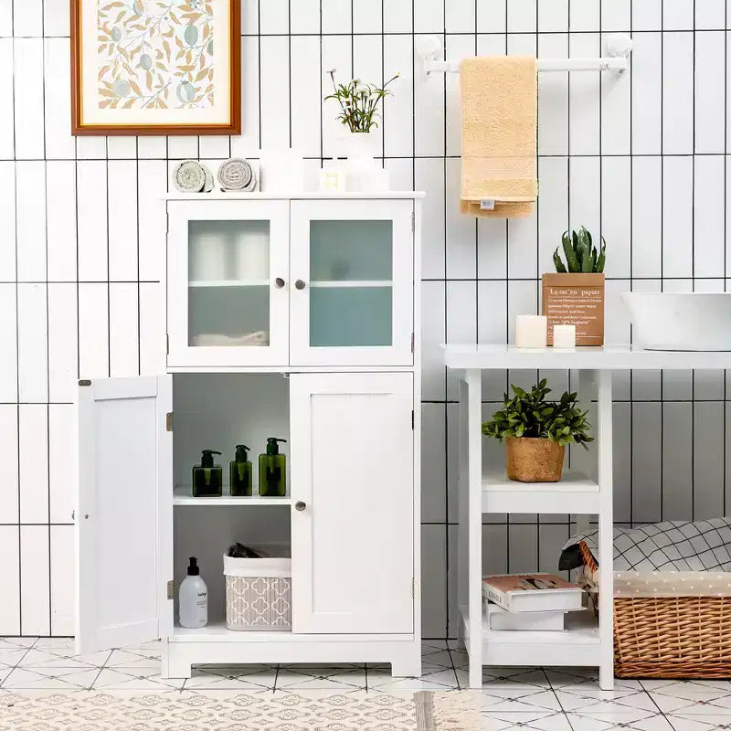 Mobiletto da pavimento per bagno/cucina Costway con ante e ripiano regolabile