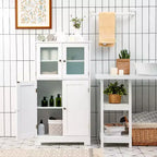 Mobiletto da pavimento per bagno/cucina Costway con ante e ripiano regolabile