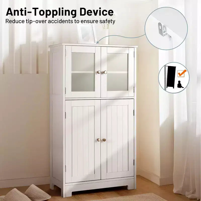Mobiletto da pavimento per bagno/cucina Costway con ante e ripiano regolabile