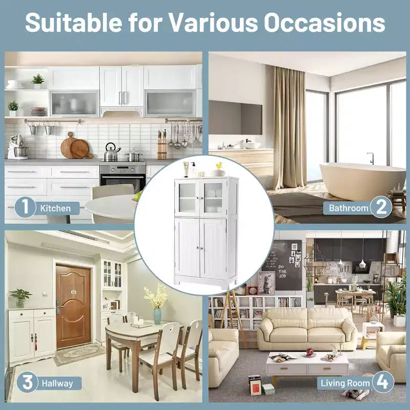 Mobiletto da pavimento per bagno/cucina Costway con ante e ripiano regolabile