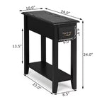 Costway Set di 2 Comodini a 2 Livelli Tavolino da Divano con Cassetto e Ripiano Nero