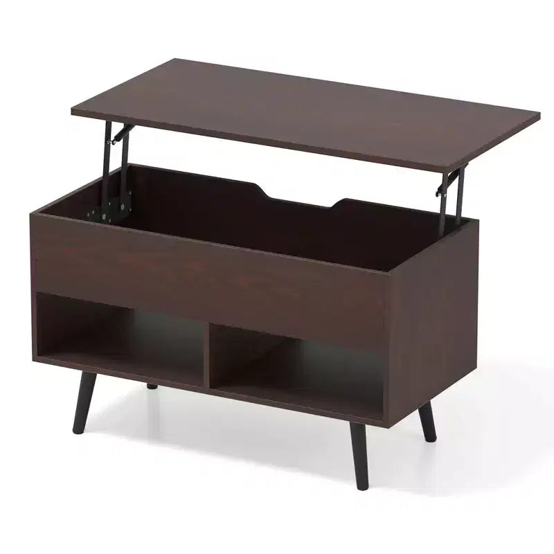 Tavolino da caffè Costway 31,5'' con piano sollevabile, moderno, con scomparto nascosto e gambe in legno per la casa