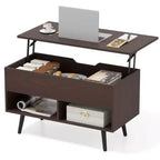 Tavolino da caffè Costway 31,5'' con piano sollevabile, moderno, con scomparto nascosto e gambe in legno per la casa