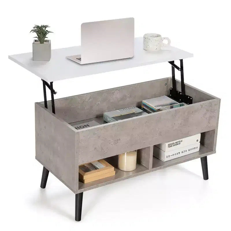 Tavolino da caffè Costway 31,5'' con piano sollevabile, moderno, con scomparto nascosto e gambe in legno per la casa