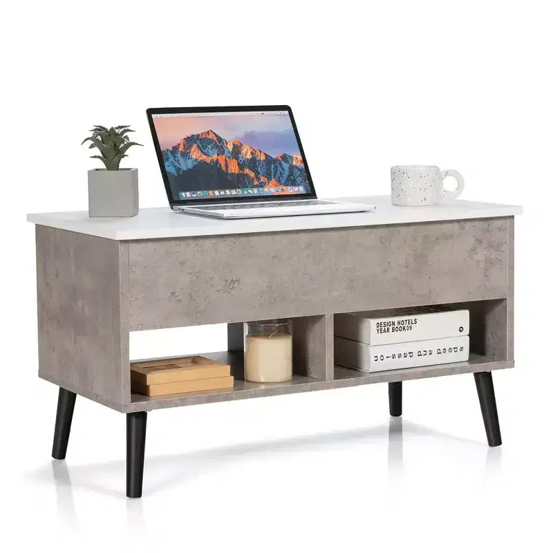 Tavolino da caffè Costway 31,5'' con piano sollevabile, moderno, con scomparto nascosto e gambe in legno per la casa