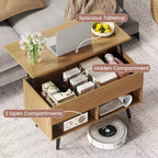 Tavolino da caffè Costway 31,5'' con piano sollevabile, moderno, con scomparto nascosto e gambe in legno per la casa