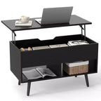 Tavolino da caffè Costway 31,5'' con piano sollevabile, moderno, con scomparto nascosto e gambe in legno per la casa