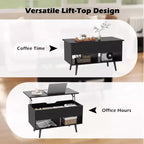 Tavolino da caffè Costway 31,5'' con piano sollevabile, moderno, con scomparto nascosto e gambe in legno per la casa