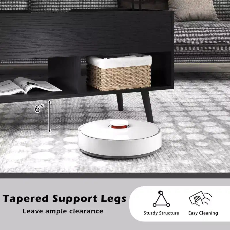 Tavolino da caffè Costway 31,5'' con piano sollevabile, moderno, con scomparto nascosto e gambe in legno per la casa