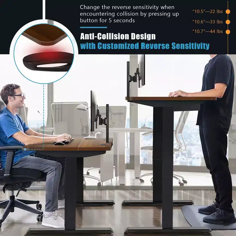 Scrivania Elettrica Regolabile in Altezza Costway 48'' con Pannello di Controllo e Porta USB Rustico/Noce
