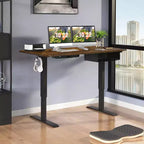 Scrivania Elettrica Regolabile in Altezza Costway 48'' con Pannello di Controllo e Porta USB Rustico/Noce