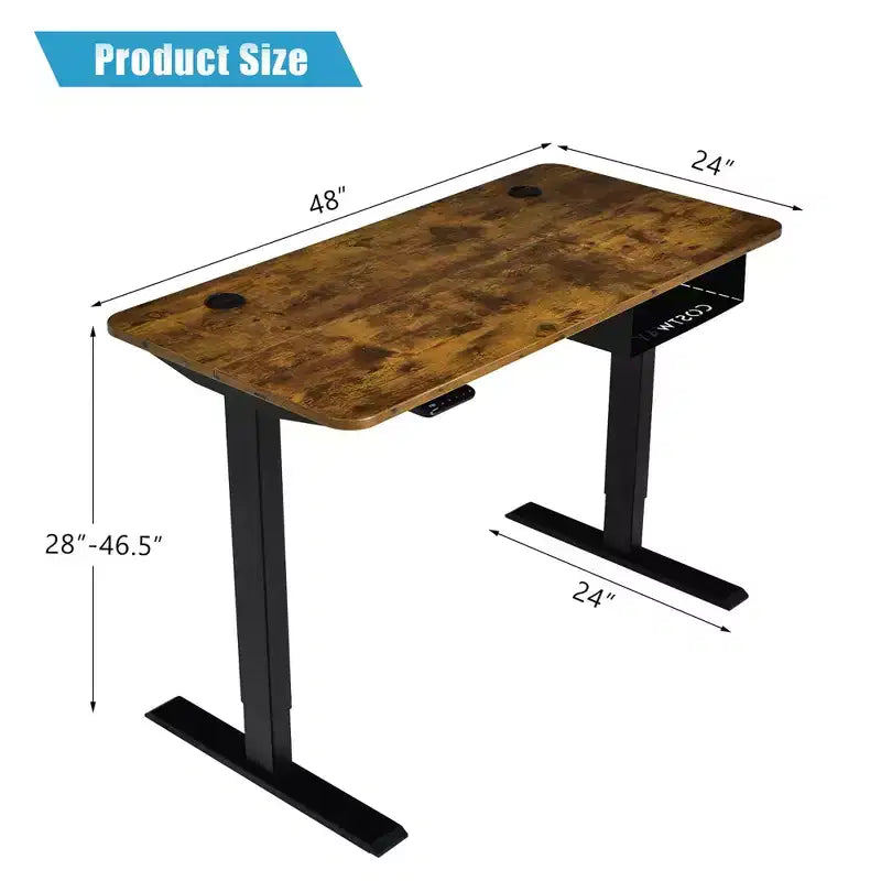 Scrivania Elettrica Regolabile in Altezza Costway 48'' con Pannello di Controllo e Porta USB Rustico/Noce