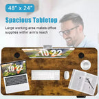 Scrivania Elettrica Regolabile in Altezza Costway 48'' con Pannello di Controllo e Porta USB Rustico/Noce