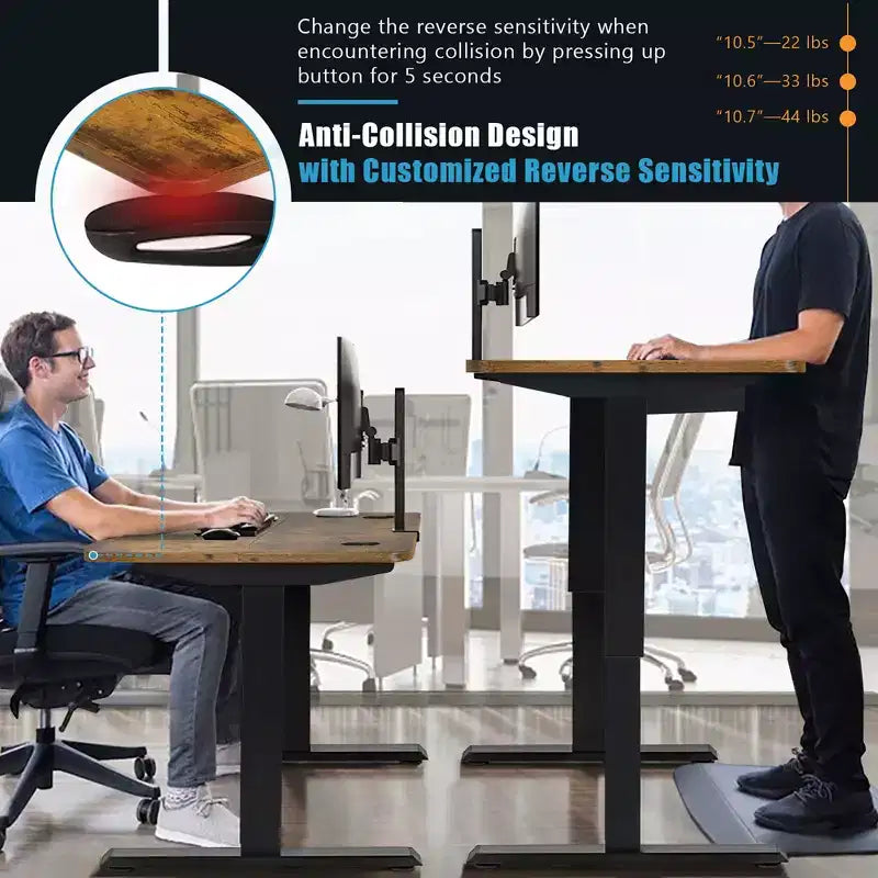Scrivania Elettrica Regolabile in Altezza Costway 48'' con Pannello di Controllo e Porta USB Rustico/Noce