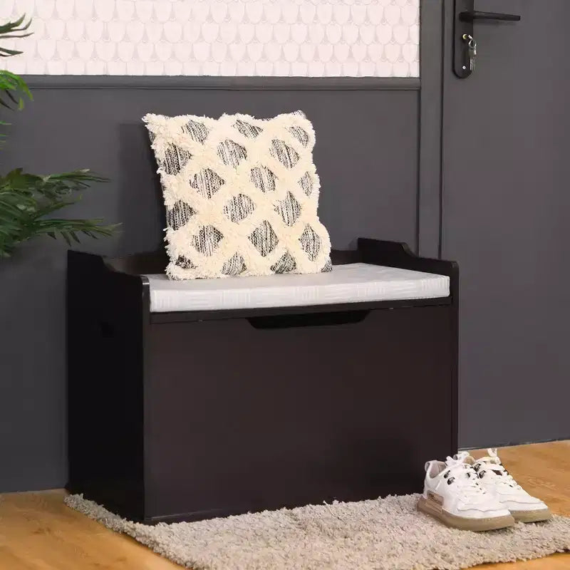 Costway Cassapanca porta giocattoli in legno per bambini con coperchio incernierato e cuscino di sicurezza