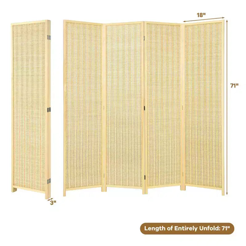 Costway Paravento Divisorio a 4 Pannelli Pieghevole Portatile Altezza 183 cm