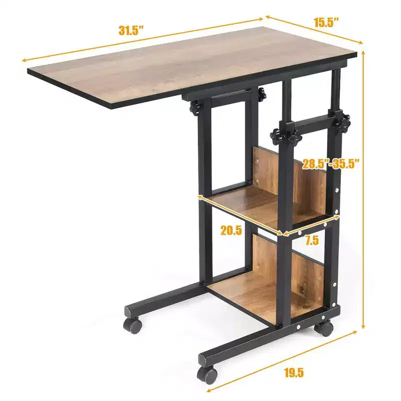 Costway Tavolino a C Mobile da Divano, Carrello Porta PC Regolabile in Altezza