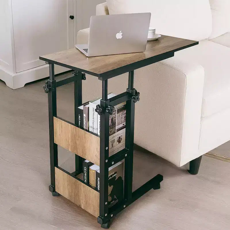 Costway Tavolino a C Mobile da Divano, Carrello Porta PC Regolabile in Altezza