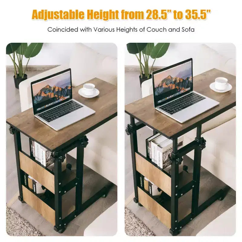Costway Tavolino a C Mobile da Divano, Carrello Porta PC Regolabile in Altezza