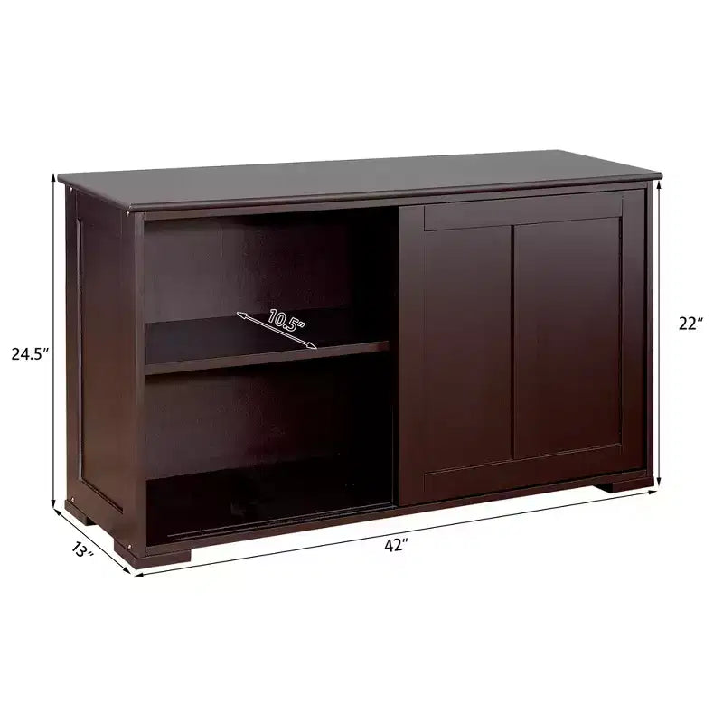 Costway Credenza da Cucina Mobile Contenitore Armadio da Buffet Legno Porte Scorrevoli Dispensa Nero/Grigio/Marrone/Bianco