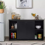 Costway Credenza da Cucina Mobile Contenitore Armadio da Buffet Legno Porte Scorrevoli Dispensa Nero/Grigio/Marrone/Bianco