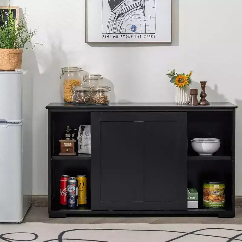 Costway Credenza da Cucina Mobile Contenitore Armadio da Buffet Legno Porte Scorrevoli Dispensa Nero/Grigio/Marrone/Bianco