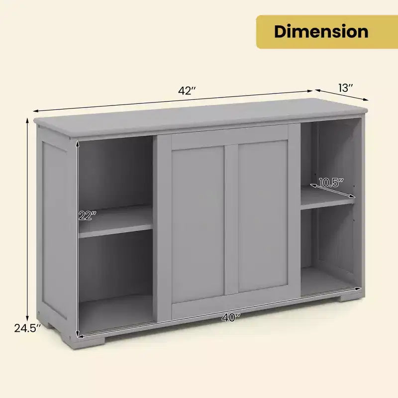 Costway Credenza da Cucina Mobile Contenitore Armadio da Buffet Legno Porte Scorrevoli Dispensa Nero/Grigio/Marrone/Bianco