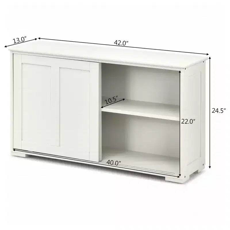 Costway Credenza da Cucina Mobile Contenitore Armadio da Buffet Legno Porte Scorrevoli Dispensa Nero/Grigio/Marrone/Bianco