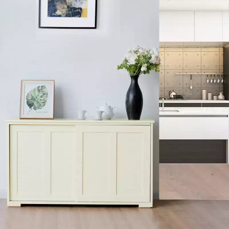 Costway Credenza da Cucina Mobile Contenitore Armadio da Buffet Legno Porte Scorrevoli Dispensa Nero/Grigio/Marrone/Bianco