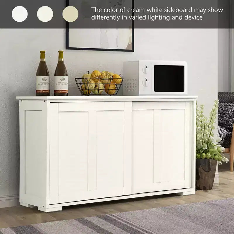 Costway Credenza da Cucina Mobile Contenitore Armadio da Buffet Legno Porte Scorrevoli Dispensa Nero/Grigio/Marrone/Bianco