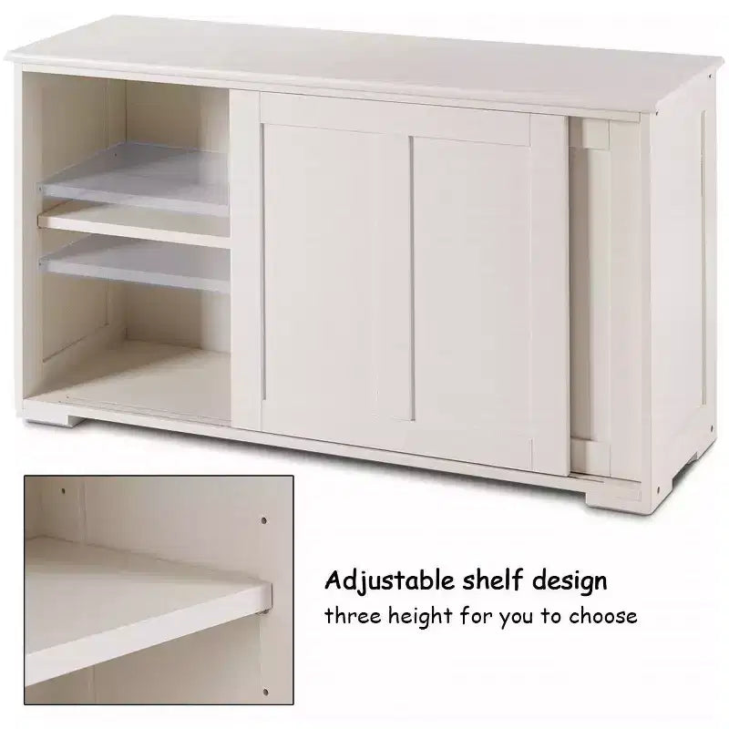 Costway Credenza da Cucina Mobile Contenitore Armadio da Buffet Legno Porte Scorrevoli Dispensa Nero/Grigio/Marrone/Bianco