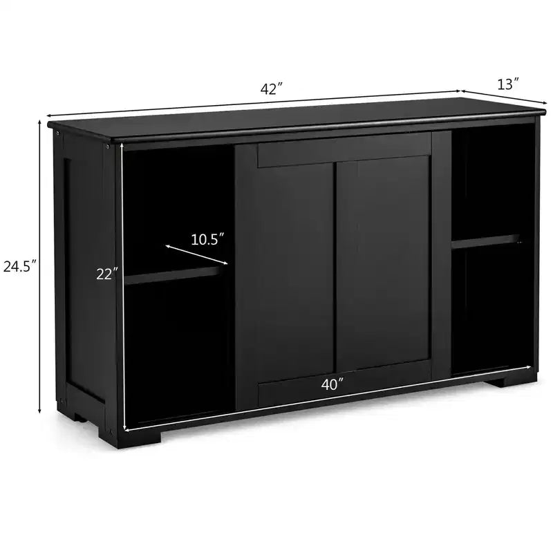 Costway Credenza da Cucina Mobile Contenitore Armadio da Buffet Legno Porte Scorrevoli Dispensa Nero/Grigio/Marrone/Bianco