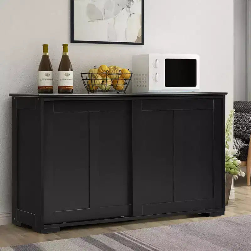 Costway Credenza da Cucina Mobile Contenitore Armadio da Buffet Legno Porte Scorrevoli Dispensa Nero/Grigio/Marrone/Bianco