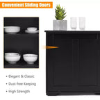 Costway Credenza da Cucina Mobile Contenitore Armadio da Buffet Legno Porte Scorrevoli Dispensa Nero/Grigio/Marrone/Bianco
