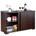 Costway Credenza da Cucina Mobile Contenitore Armadio da Buffet Legno Porte Scorrevoli Dispensa Nero/Grigio/Marrone/Bianco