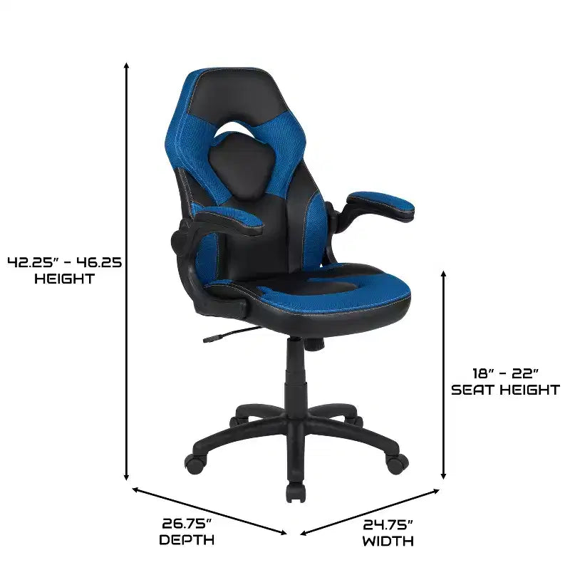 Sedia da gaming BlackArc High Back con rivestimento in similpelle, sedile girevole regolabile in altezza e braccioli imbottiti ribaltabili