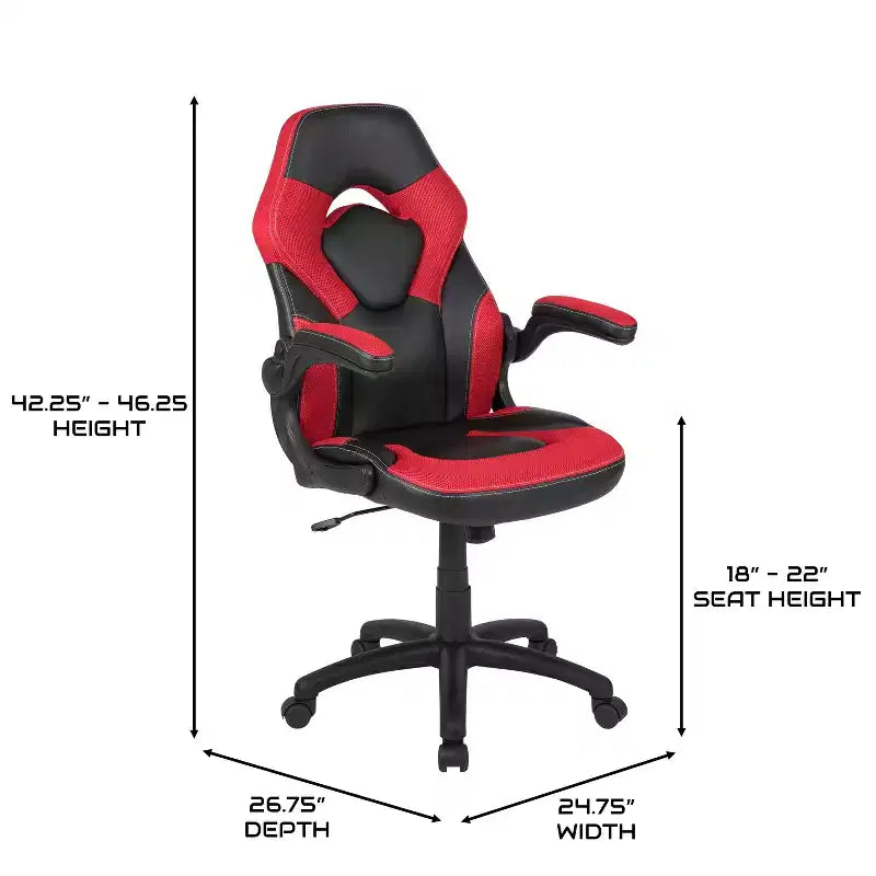 Sedia da gaming BlackArc High Back con rivestimento in similpelle, sedile girevole regolabile in altezza e braccioli imbottiti ribaltabili