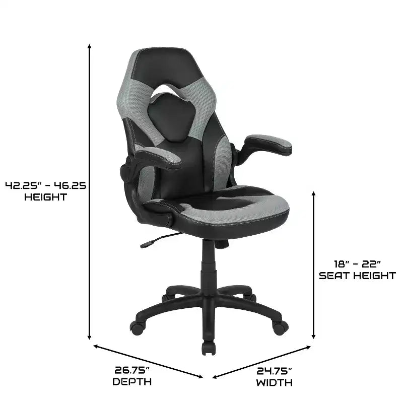 Sedia da gaming BlackArc High Back con rivestimento in similpelle, sedile girevole regolabile in altezza e braccioli imbottiti ribaltabili