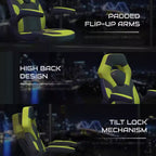 Sedia da gaming BlackArc High Back con rivestimento in similpelle, sedile girevole regolabile in altezza e braccioli imbottiti ribaltabili