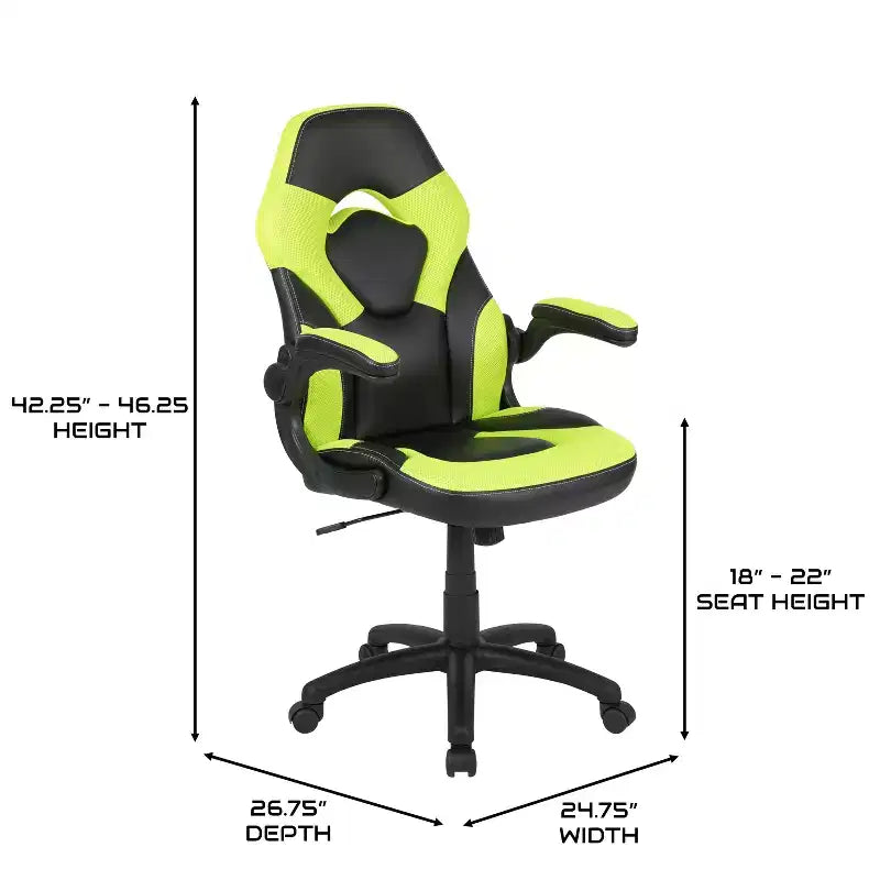 Sedia da gaming BlackArc High Back con rivestimento in similpelle, sedile girevole regolabile in altezza e braccioli imbottiti ribaltabili