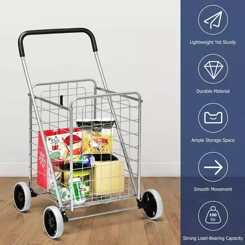 Costway Carrello Pieghevole per la Spesa Carrello Utilità Portatile per Spesa Lavanderia Viaggi