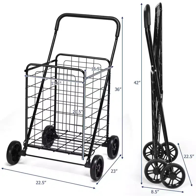 Costway Carrello Pieghevole per la Spesa Carrello Utilità Portatile per Spesa Lavanderia Viaggi