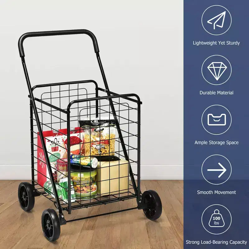 Costway Carrello Pieghevole per la Spesa Carrello Utilità Portatile per Spesa Lavanderia Viaggi