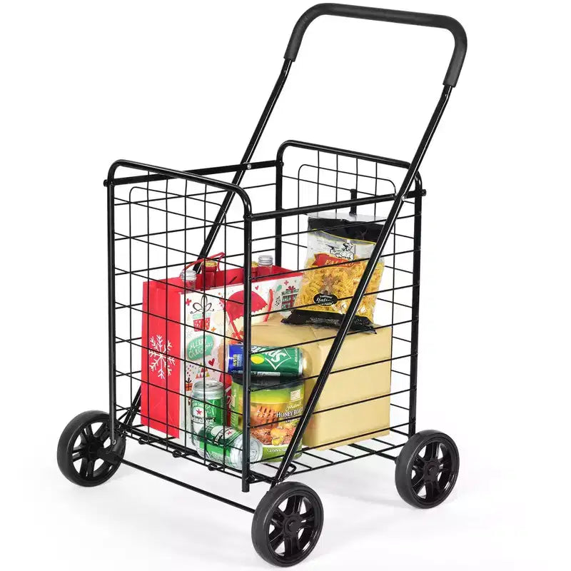 Costway Folding Shopping Cart Utility Trolley Portable For Grocery Laundry Travel