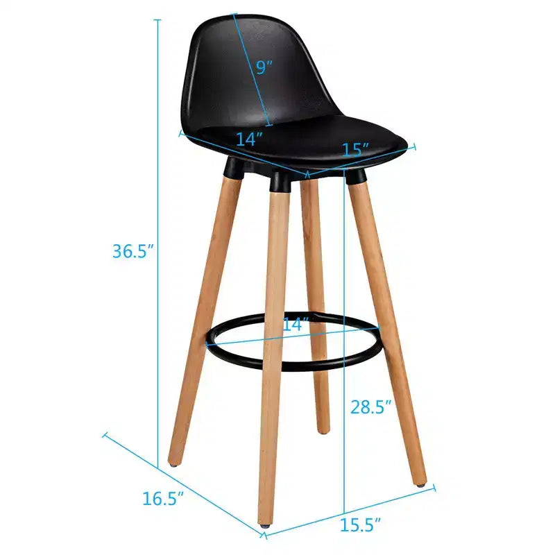 Costway Set di 2 Sgabelli da Bar Stile Metà Secolo, 72.5 cm, Sedie da Pranzo Pub con Sedile Imbottito in Pelle Nere