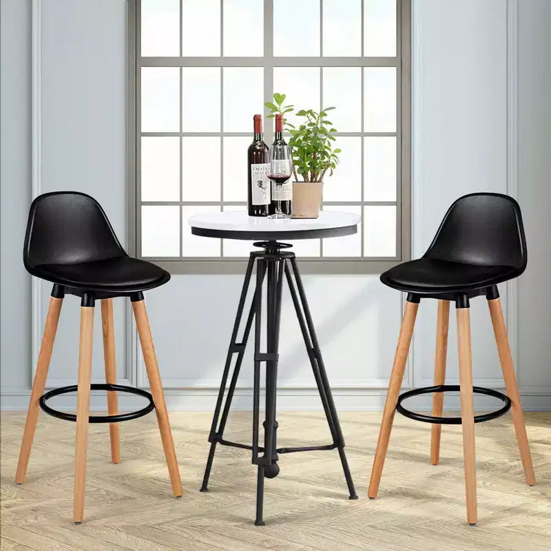 Costway Set di 2 Sgabelli da Bar Stile Metà Secolo, 72.5 cm, Sedie da Pranzo Pub con Sedile Imbottito in Pelle Nere