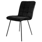 Sedie imbottite Elama in velluto nero, 2 pezzi, con gambe in metallo nero