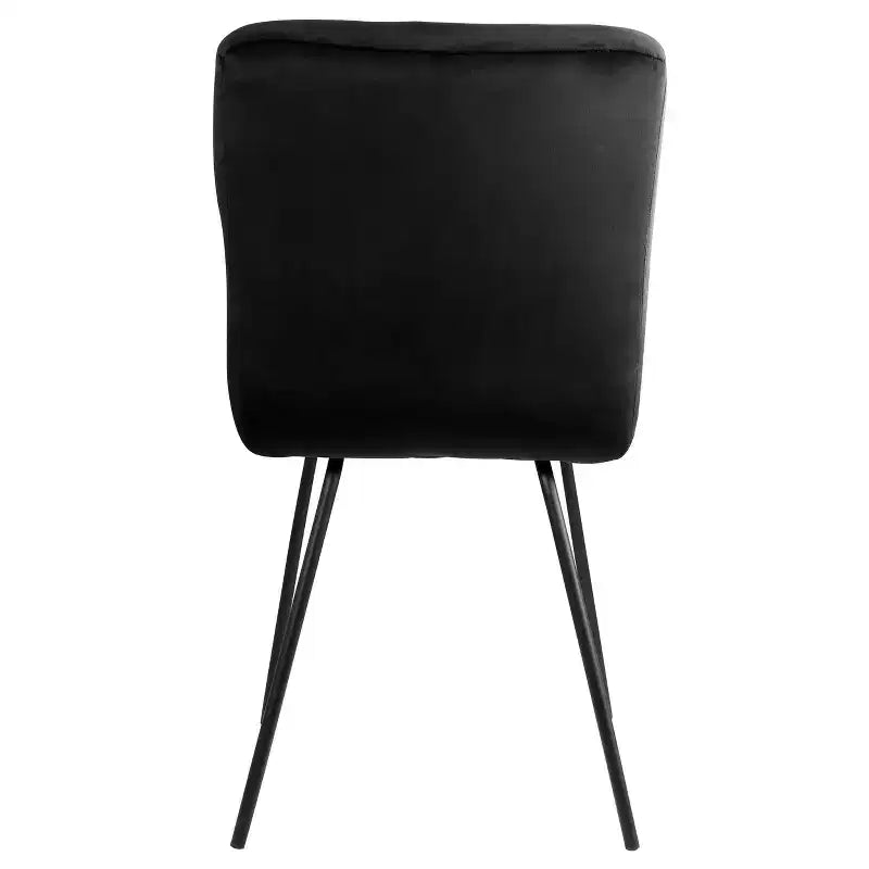 Sedie imbottite Elama in velluto nero, 2 pezzi, con gambe in metallo nero