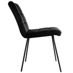 Sedie imbottite Elama in velluto nero, 2 pezzi, con gambe in metallo nero
